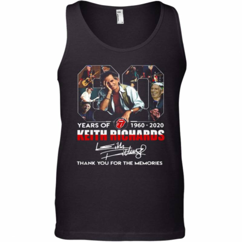 80 Years Of 1960 2020 The Rolling Stones Keith Richard Thank You For The Memories Signatures Tank Top