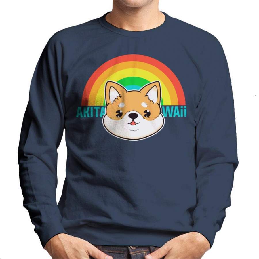 Akitawaii Hawaii Akita Rainbow Men’s Sweatshirt