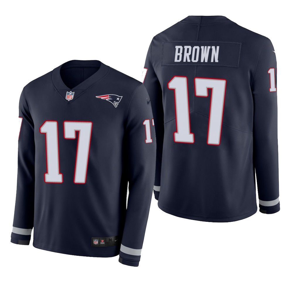 New England Patriots Antonio Brown Therma Long Sleeve Mens Jersey Navy