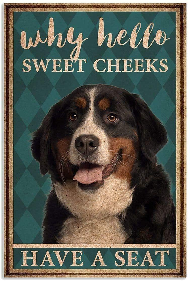 Bernese Mountain Dog Why Hello Sweet Cheeks – Best Idea Gift , Gift For Home Decor, Gift For Family – Horizontal Canvas Matte Canvas Wall Art