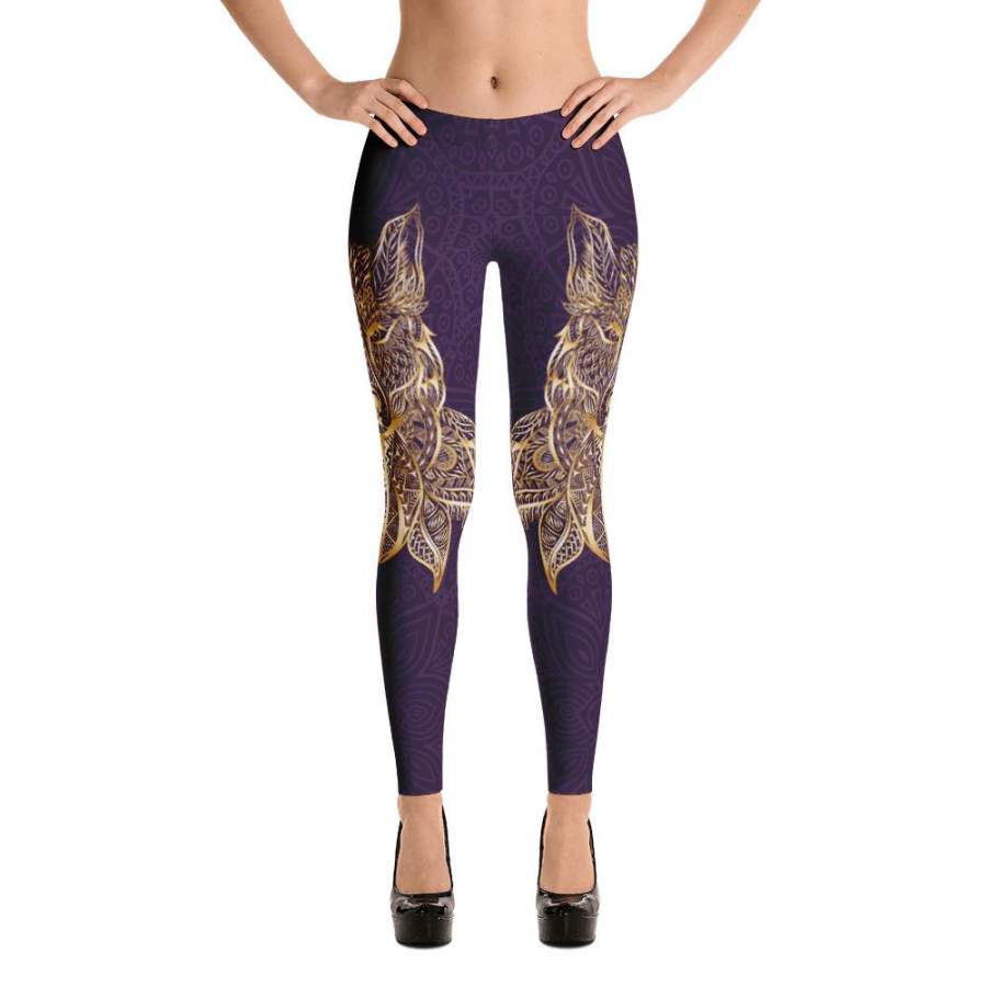 Mandala Bohemian Hippie Wolf Leggings Purple Leggings for Women