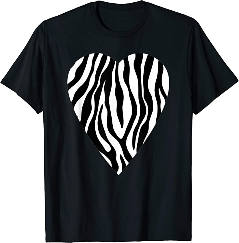 Zebra Print Heart Animals Lover Gift Zebra Skin T-Shirt