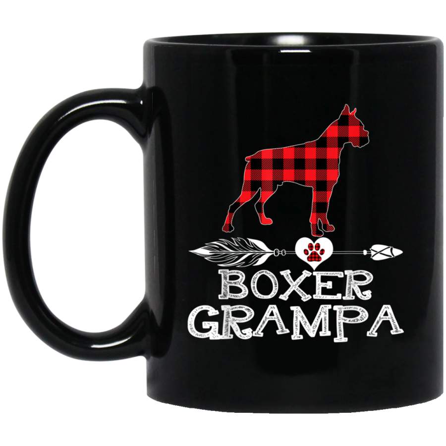 Boxer Grampa Red Plaid Outfit Dog Dad Puppy Fun Father Gifts Mug