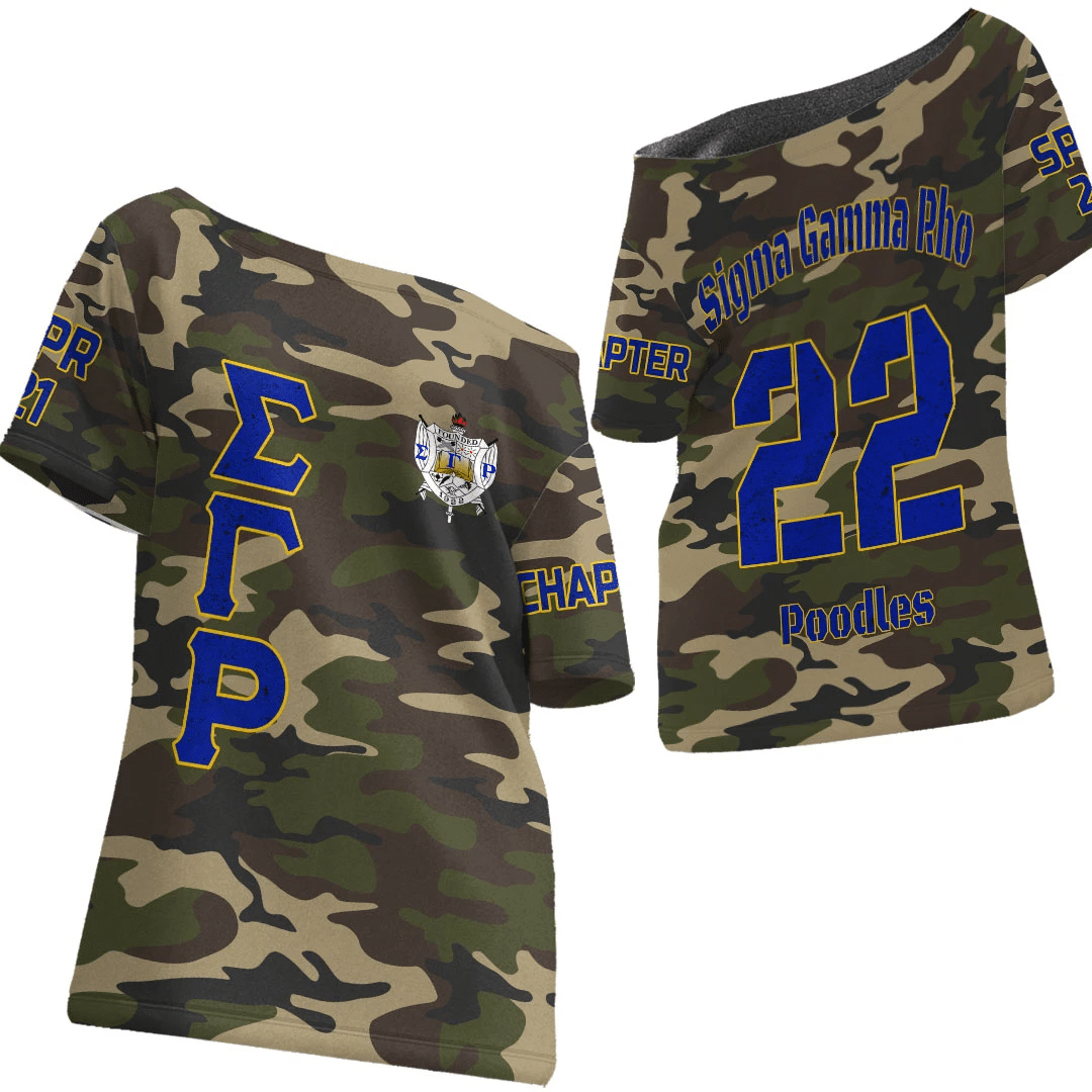 (Custom) Africa Zone Shirt – Sigma Gamma Rho Camouflage Off Shoulder T-Shirt A31