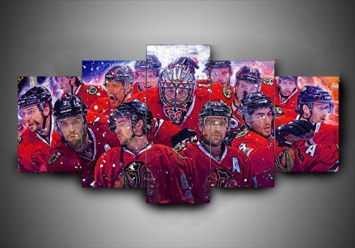 Chicago Blackhawks Team Sport 5 Panel Canvas Art Wall Decor