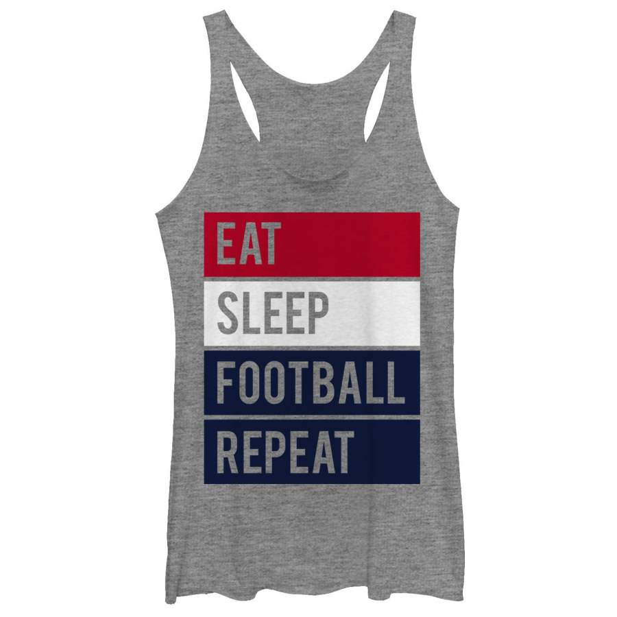 CHIN UP Women’s Eat Sleep Football Repeat  Racerback Tank Gray Heather S