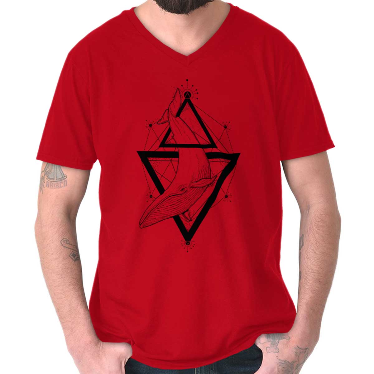 Triangle Whale V-Neck T Shirt