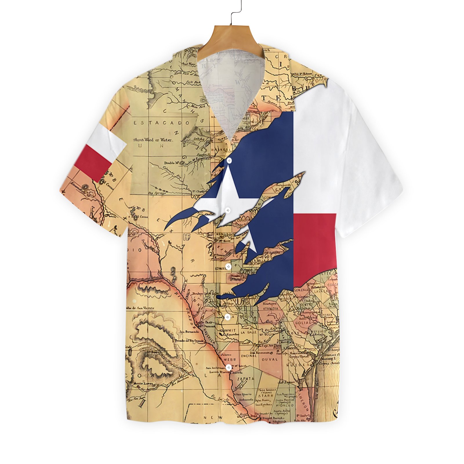 Patriotic Texas Hawaii Shirt For Flag Proud Map Pattern Men Ha56100