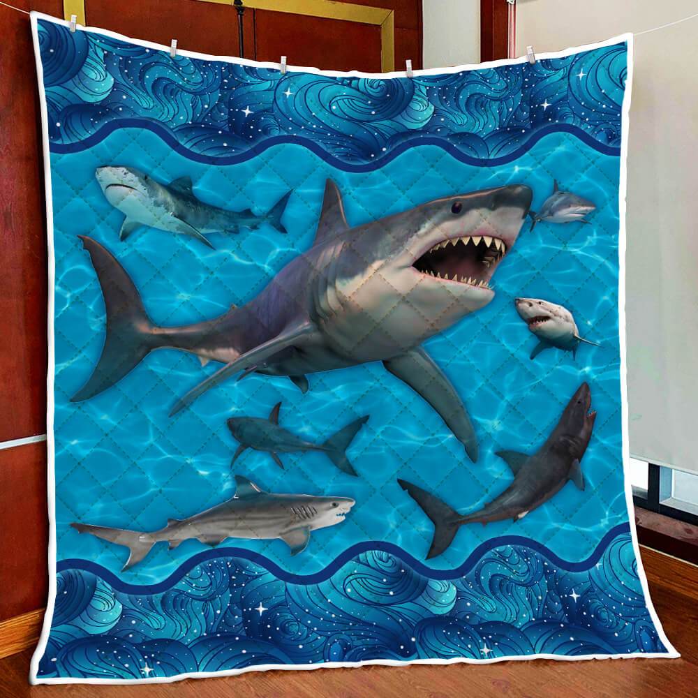 Sharks Swimming Quilt Blanket