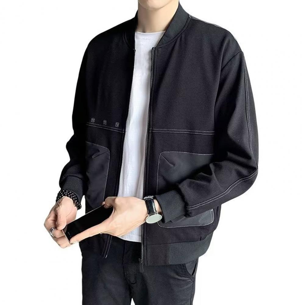 Stylish Baseball Coat Stand Collar Warm Cardigan Breathable Spring Coat alx