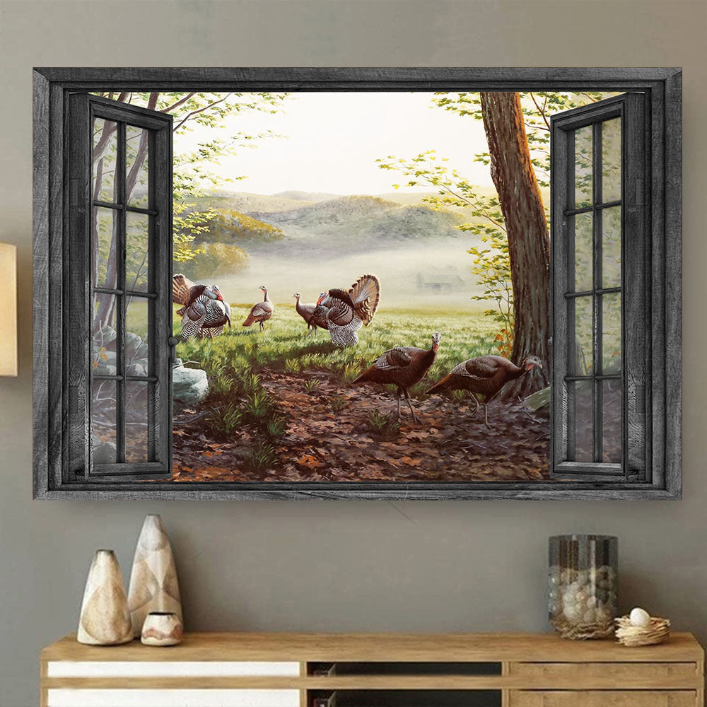 Turkey Wall Art 3D Painting Art Opend Window Home Decor Farm Animals Lover