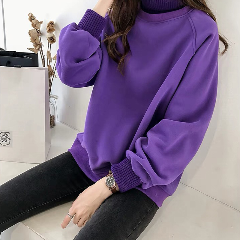 Sweatshirts Womens 4XL Patchwork Thick Aesthetic Harajuku Loose Turtleneck Women Street Style Trendy Korean Fashion Simple New alx