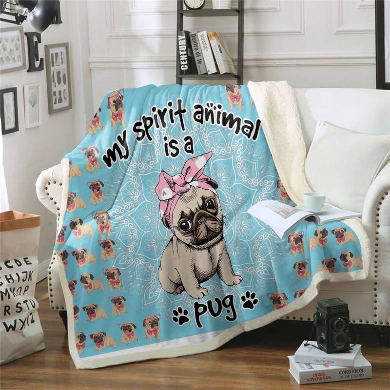 Pug Is My Spirit Animal CLH2312317F Sherpa Fleece Blanket