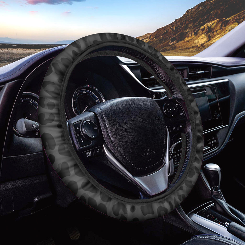 Black Leopard Print Car Steering Wheel Cover