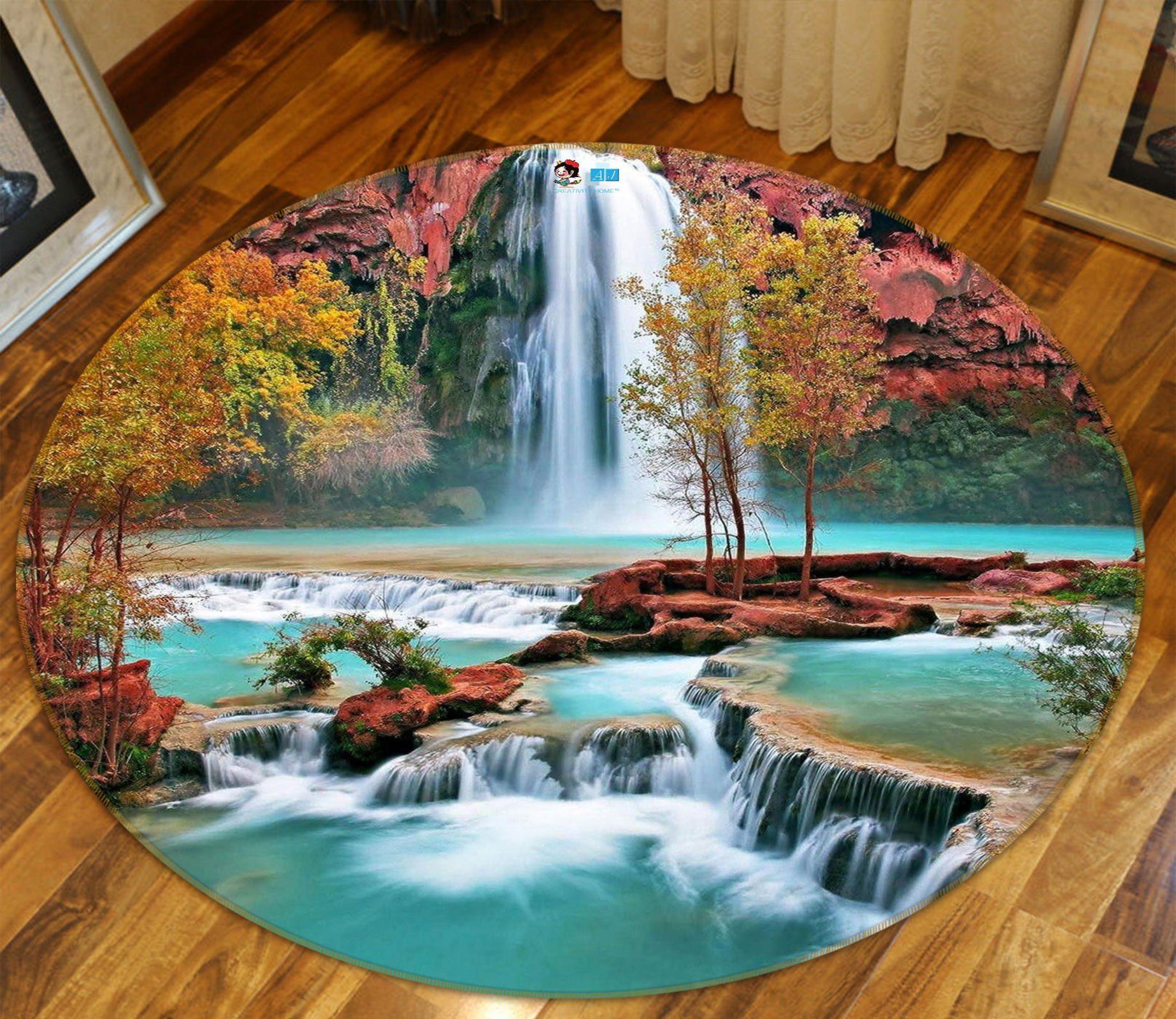 3D Waterfall 80281 Round Rug – Round Carpet Home Decor