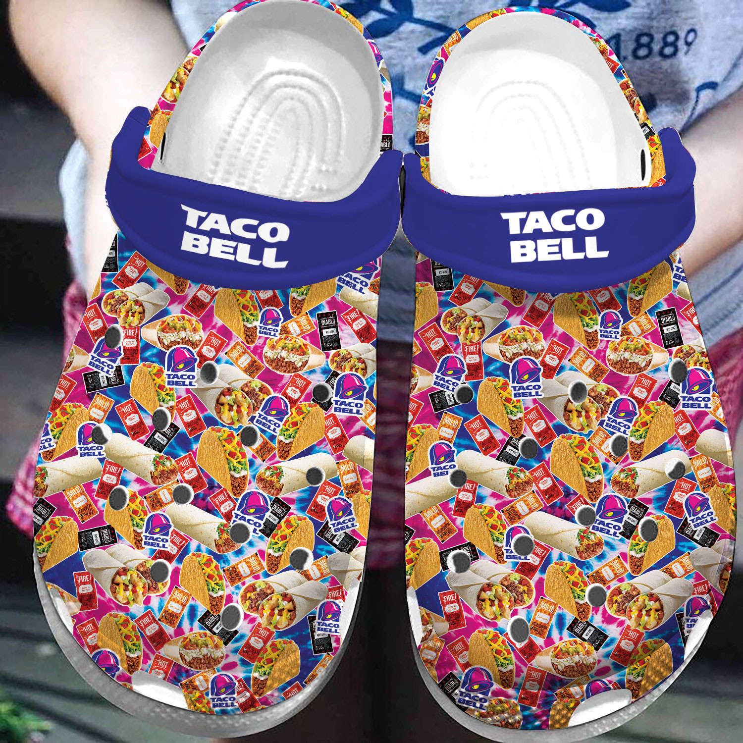 Tasty Taco Bell Burito Sauce Clog Shoes #Dh