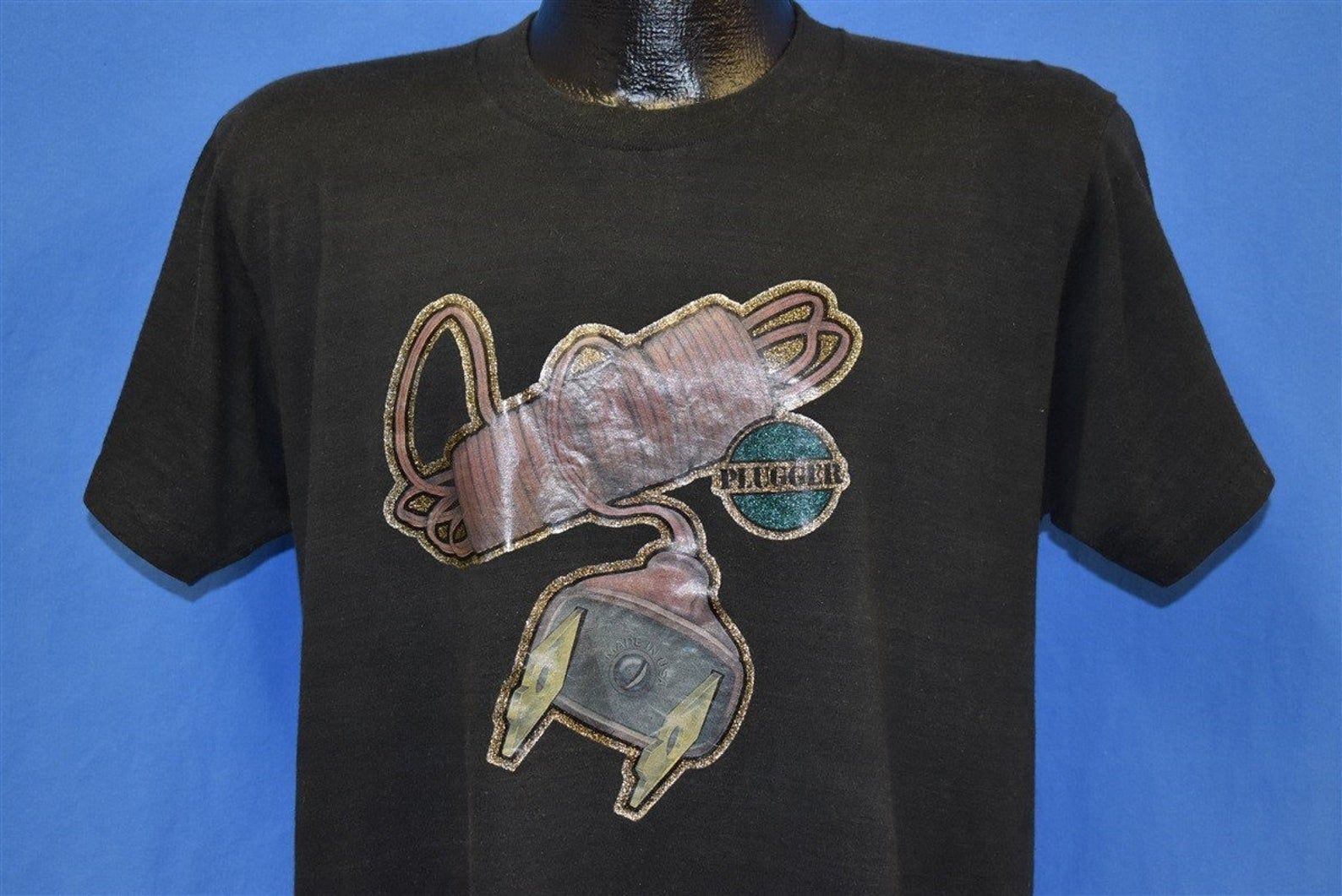 70S Plugger Glitter Iron On Electric Cord T-Shirt