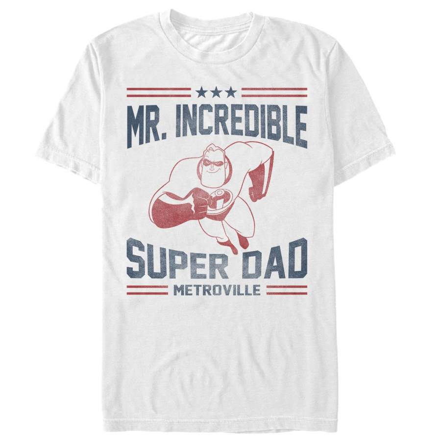 The Incredibles Men’s Super Dad Metroville  T Shirt White