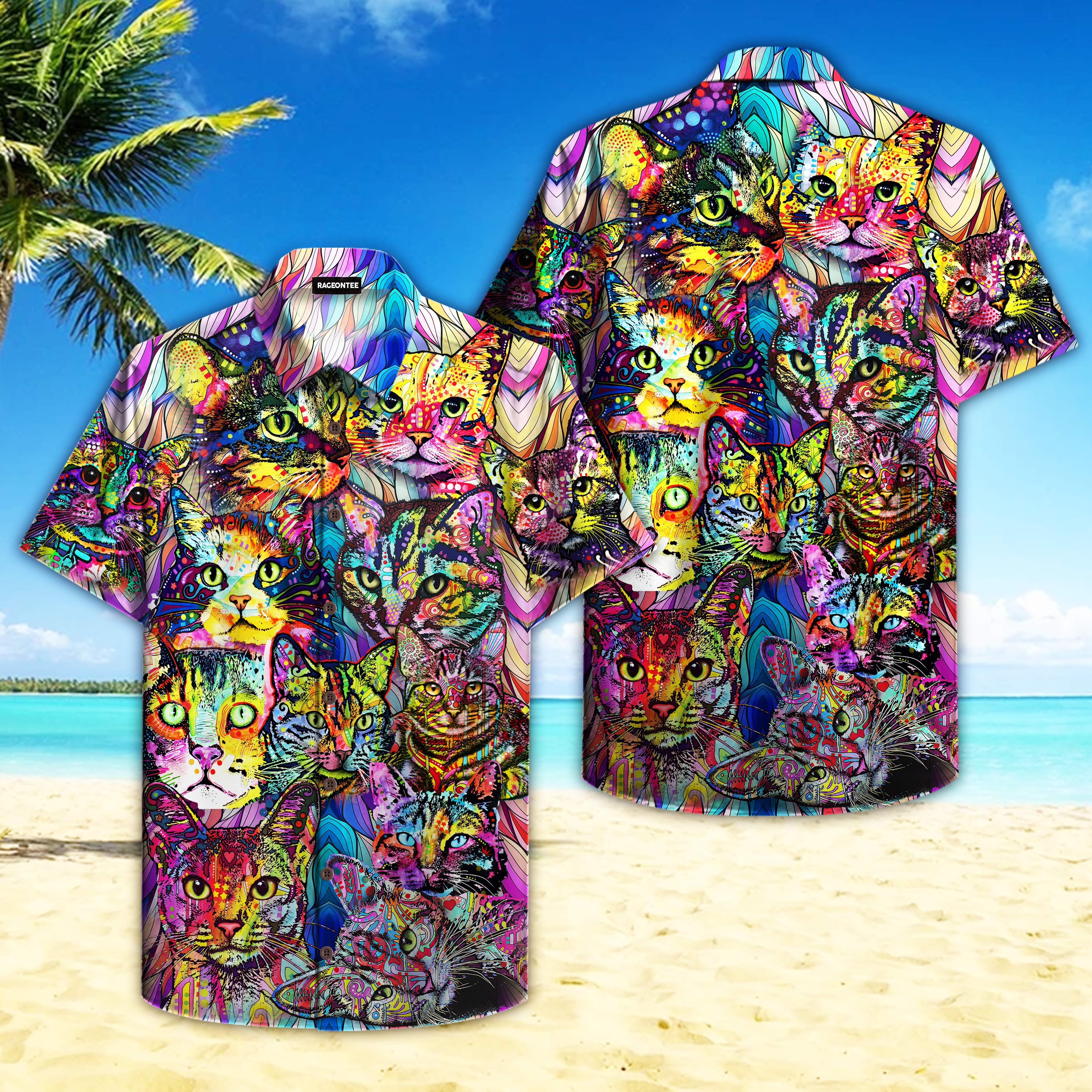 Colorful Cat In The World Hawaii Shirt For Men And Women Ha96946