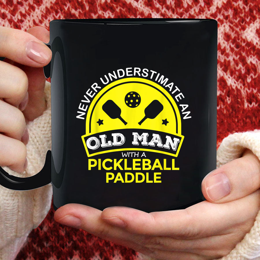 Never Underestimate Old Man with Pickleball Paddle Funny T Shirt