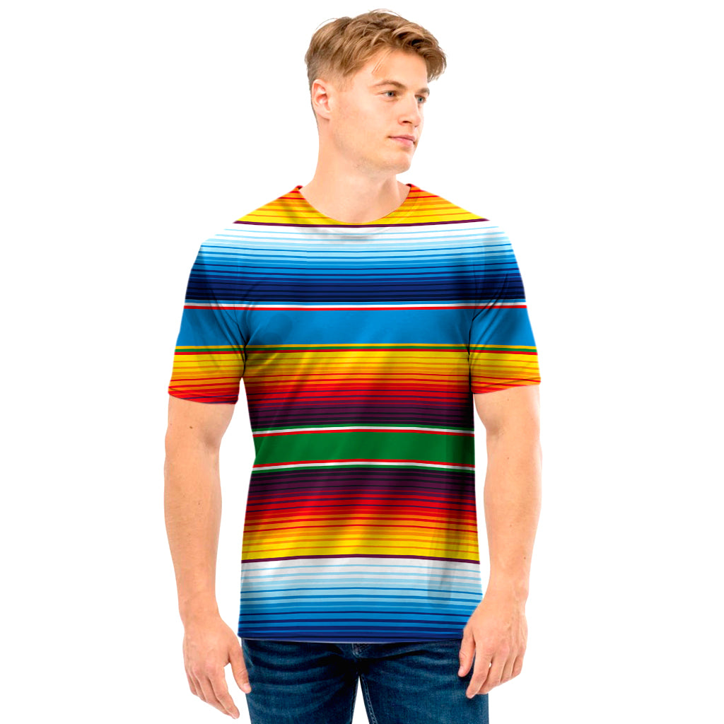 Tribal Mexican Blanket Stripe Print Men’S T-Shirt