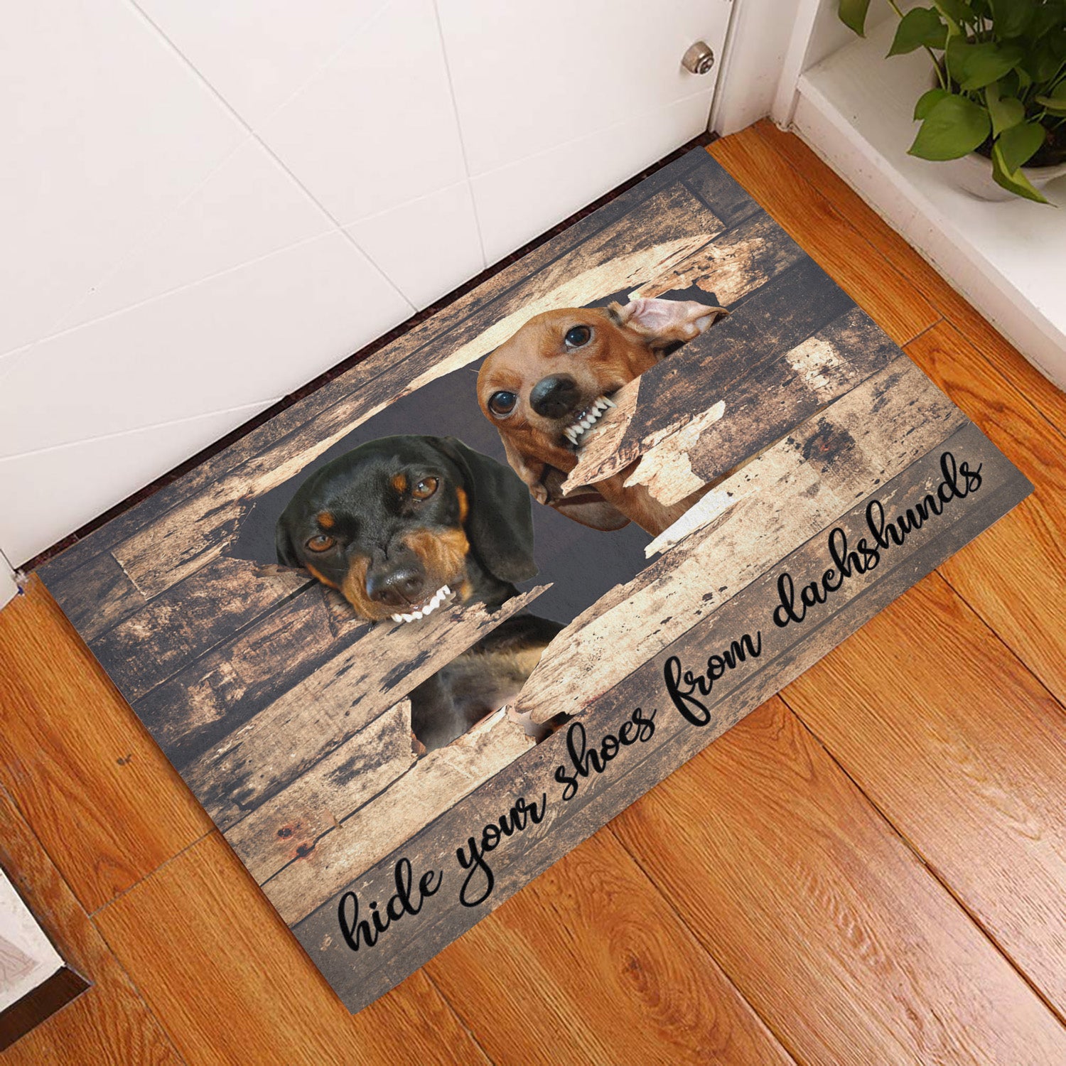 Dachshunds Hide Your Shoes Doormat