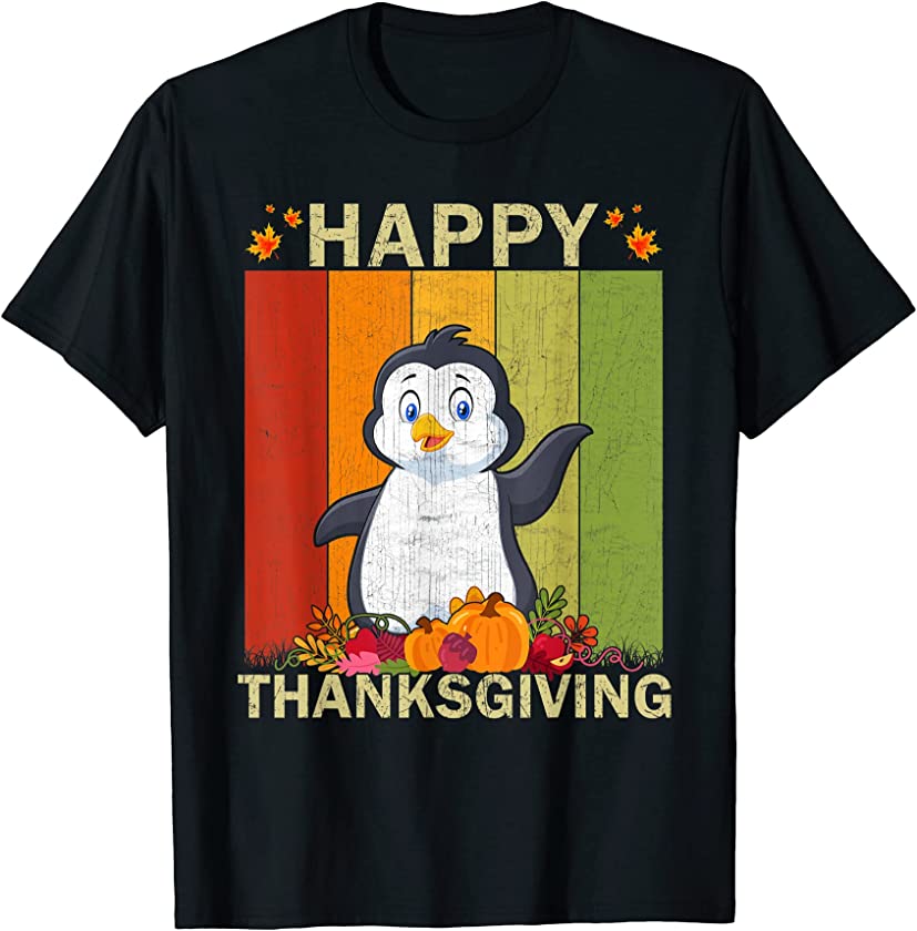 Penguin Lover Retro Graphic Family Matching Thanksgiving T-Shirt