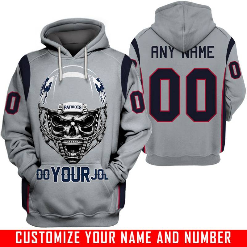 Skull – V2 – New England Patriots – CUSTOMIZE NAME AND NUMBER – HOT SALE 3D PRINTED – NOT IN STORE