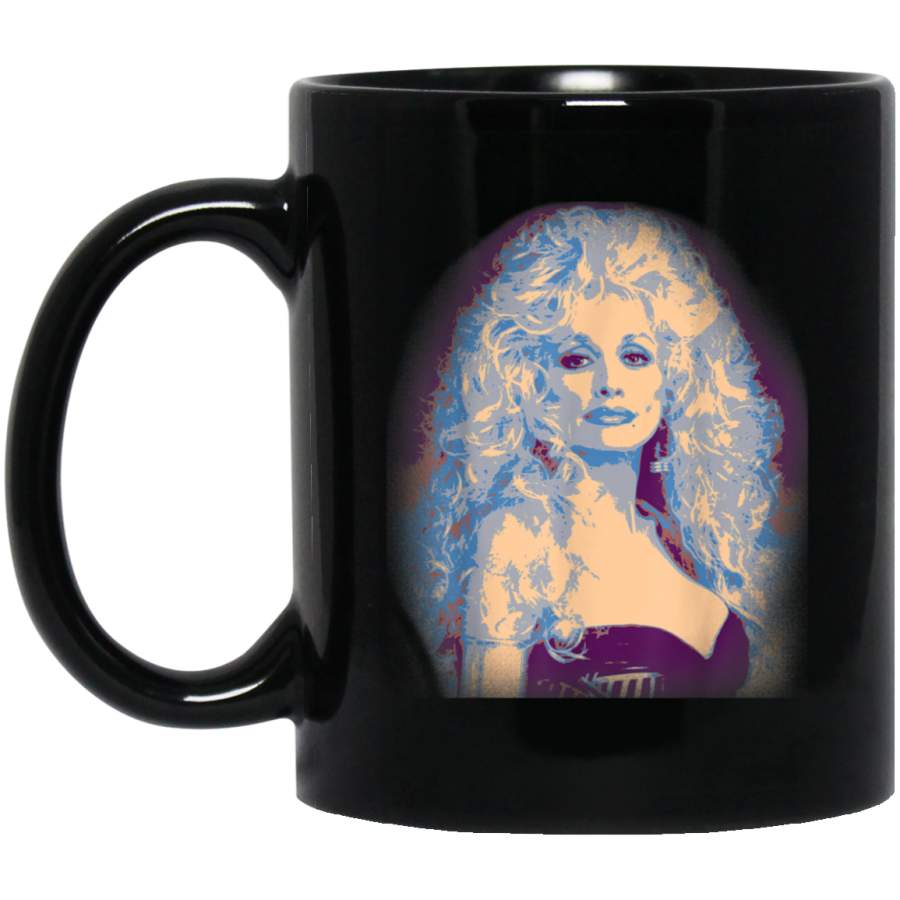 Dolly Parton Dissolved Vintage Black Mug