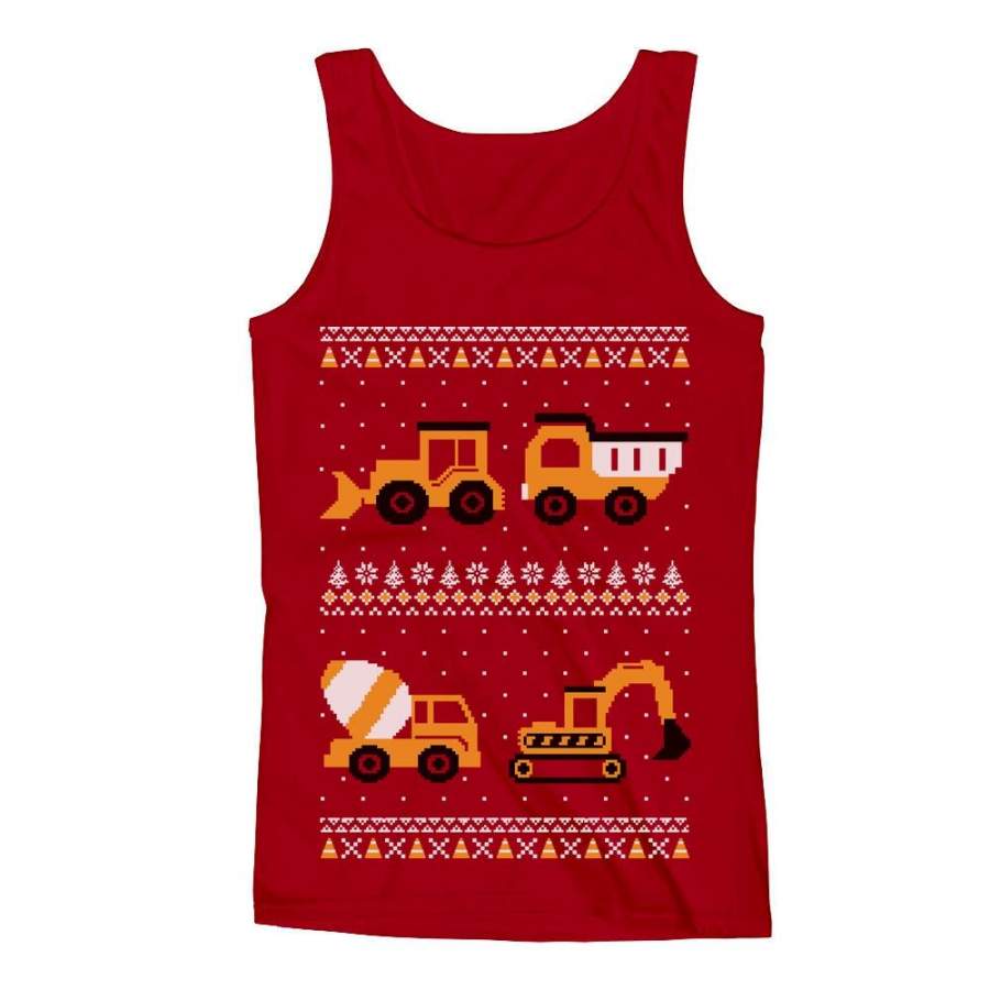 Tractors & Bulldozers Ugly Christmas Sweater Men’s Tank Top