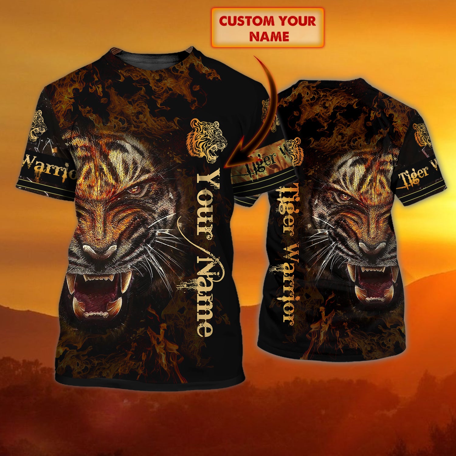 3D Tiger Warrior – Personalized Name 3D T Shirt – Vhv-Tshirt-004