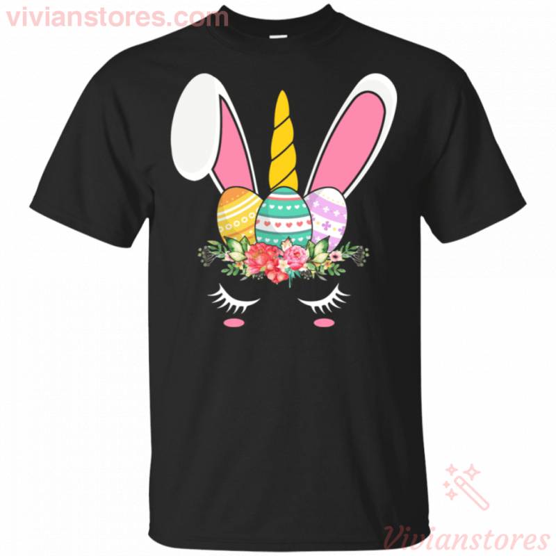 Unicorn Funny Rabbit Ears Egg Easter Funny Gift Tee For Girl VA03