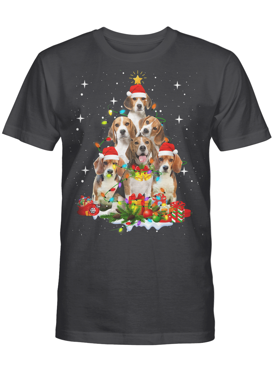 AmazeStyleZ Santa’s Reindeer, Ugly Christmas Sweater, Christmas Gift Ideas, Cute Beagle Dog Christmas Tree T-Shirt