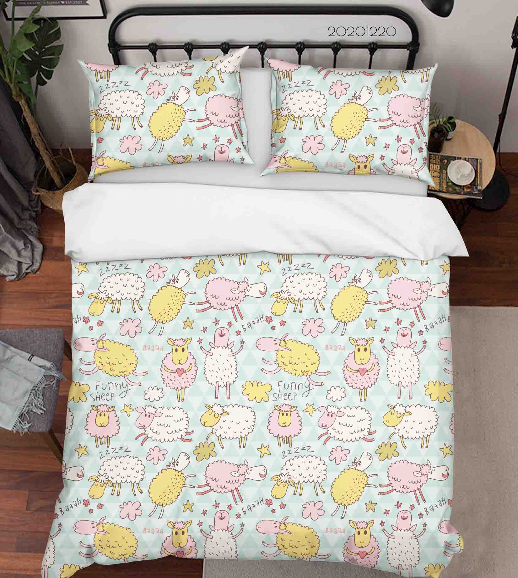 3D Hand Drawn Animal Sheep Quilt Cover Set Bedding Set Duvet Cover Pillowcases 89