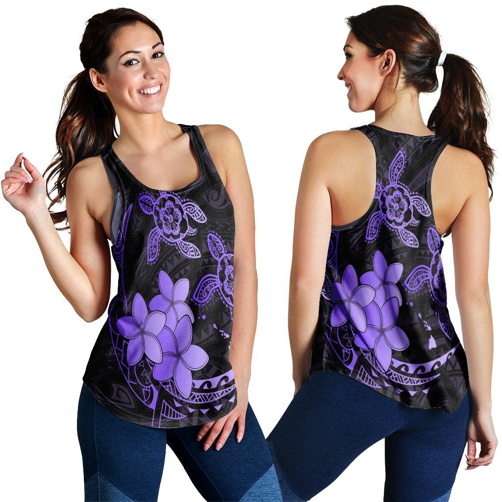 Hawaiian Polynesian Turtle Plumeria Racerback Tank Pog Style Purple Ha37862