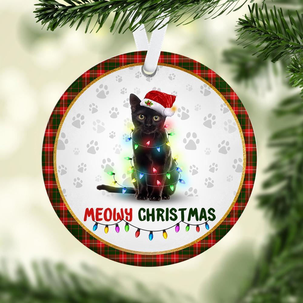 Meowy Christmas Ceramic Ornament Christmas Ornament Christmas Gift Ideas Circle Ornament