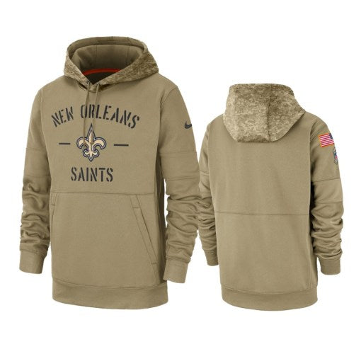 New Orleans Saints Tan 2019 Salute To Service Sideline Therma Pullover ...