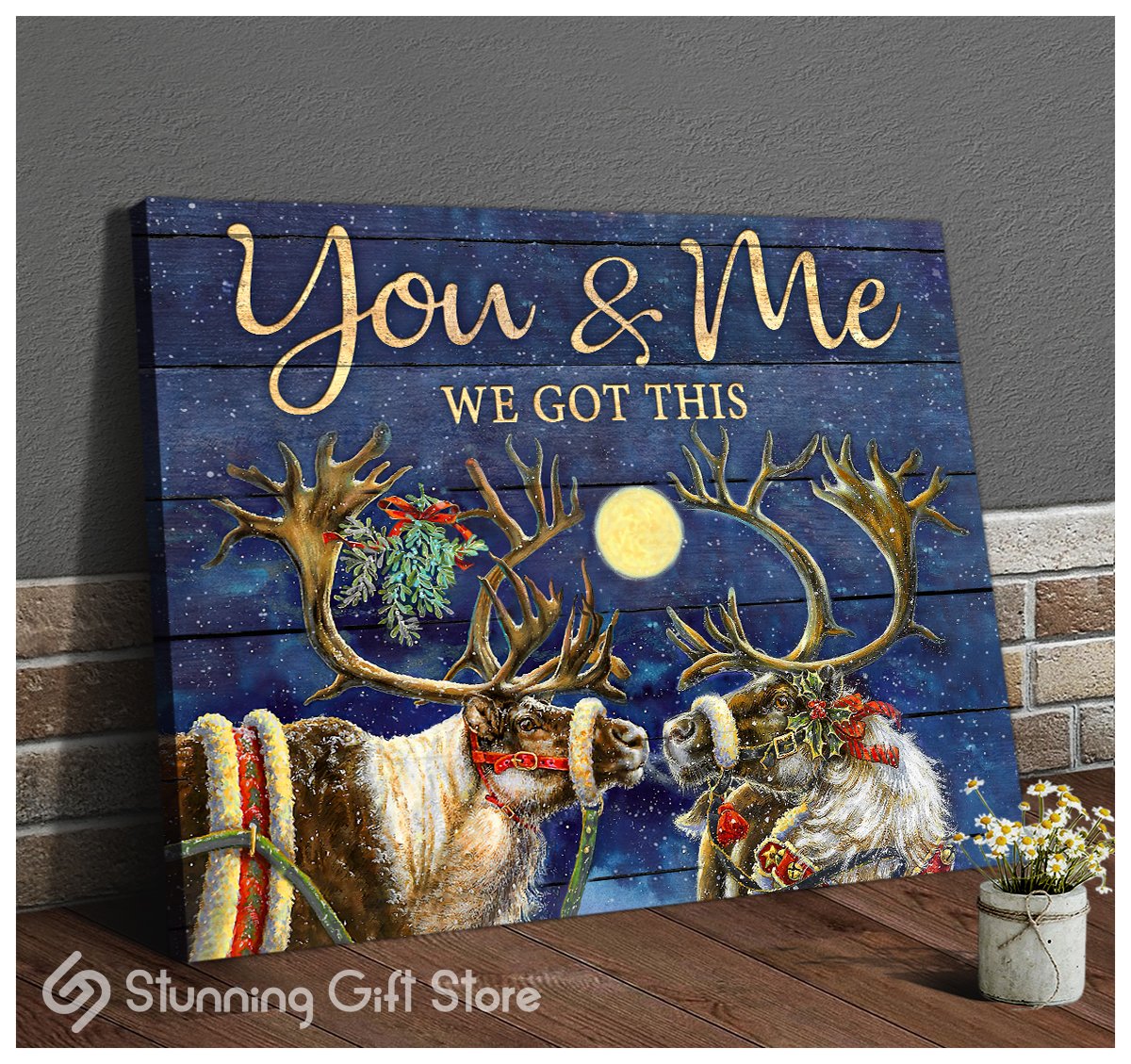 Stunning Gift Christmas Reindeer Canvas Animal Wall Print Art Decor Gift Idea For Wedding