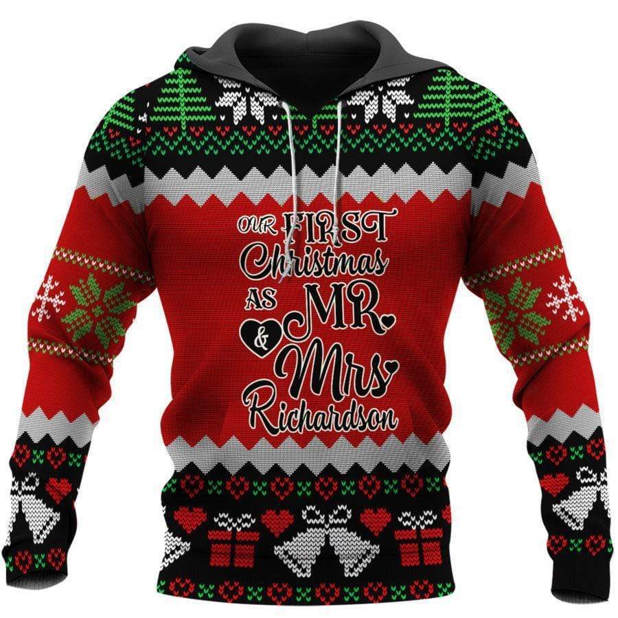 Our First Christmas As Mr&Mrs Hoodie 3D All Over Print Custom Name