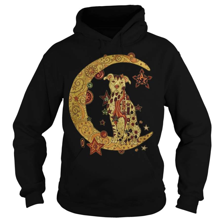 Pitbull On The Moon Dog Humor Animal Day Hoodie