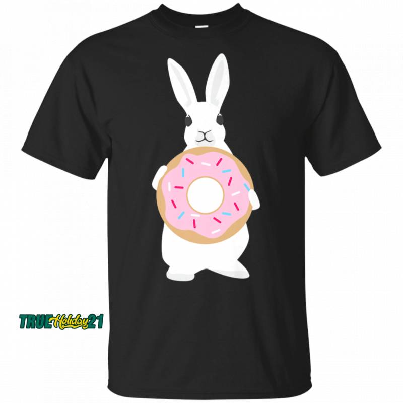 Rabbit Holding Donu Funny Bunny Animal Foodie Gift T-Shirt