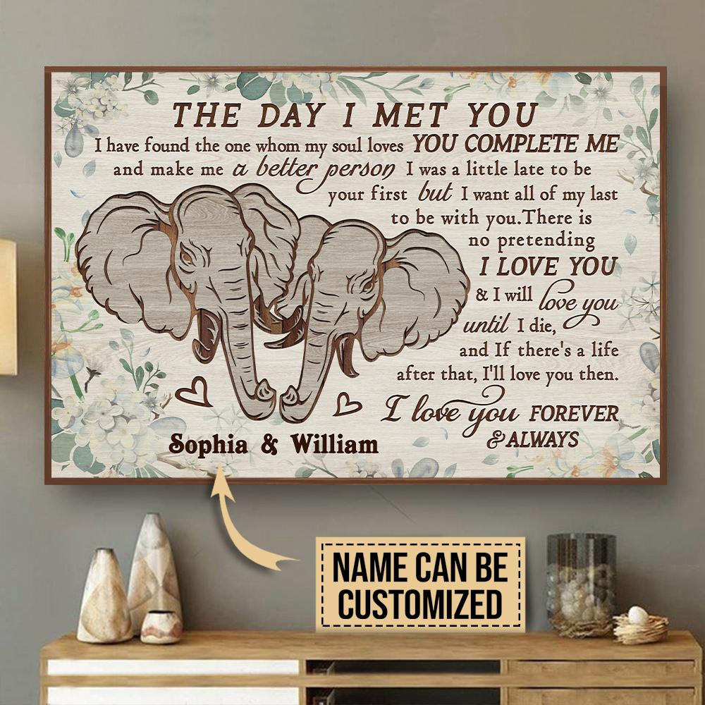 Personalized Canvas, Custom Canvas Prints Elephant Day I Met You Poster Print, Canvas Poster Wall Art, Canvas Print Wall Decor