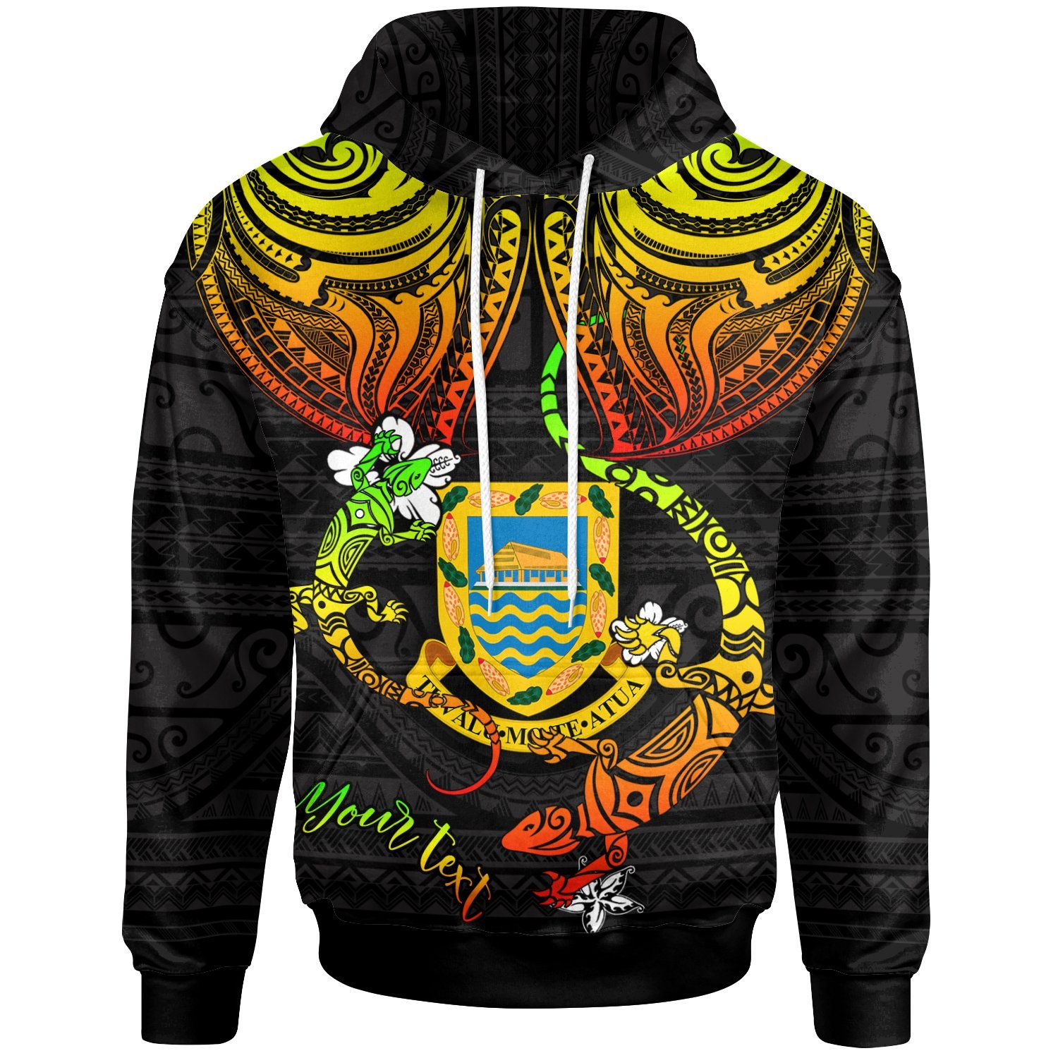 Tuvalu Custom Personalised Hoodie – Polynesian Lizard Good Chest – BN29