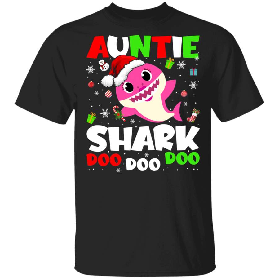 Christmas Shark Lover Shirt Auntie Shark Doo Doo Doo Funny Christmas Santa Shark Kids Video Baby Matching Family Gifts T-Shirt