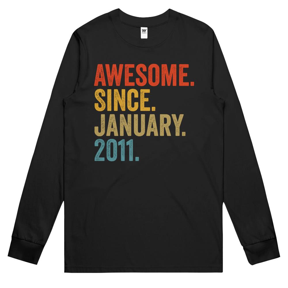 Awesome Since January 2011 11Th Birthday Vintage Retro Long Sleeve T Shirts