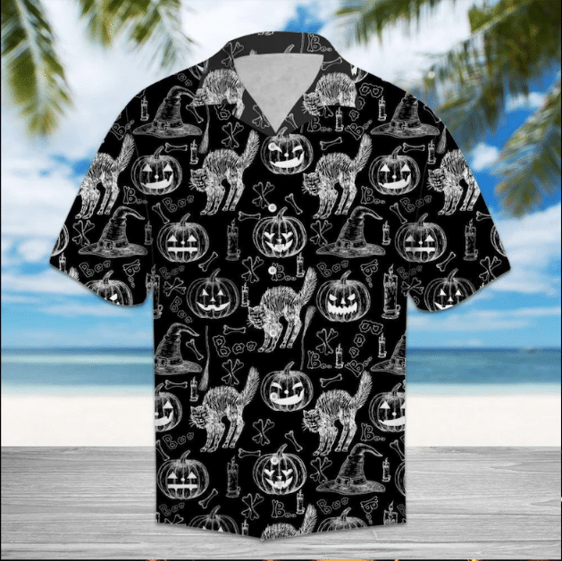 Halloween Black Cat Hawaiian Shirt Ha101590