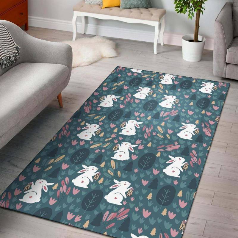 Rabbit Pattern Print Design Rug RCDD81F38158