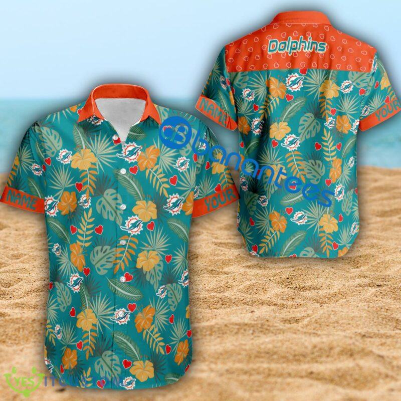 Nfl Miami Dolphins Heart Pattern Valentines Day Hawaiian Shirt V1