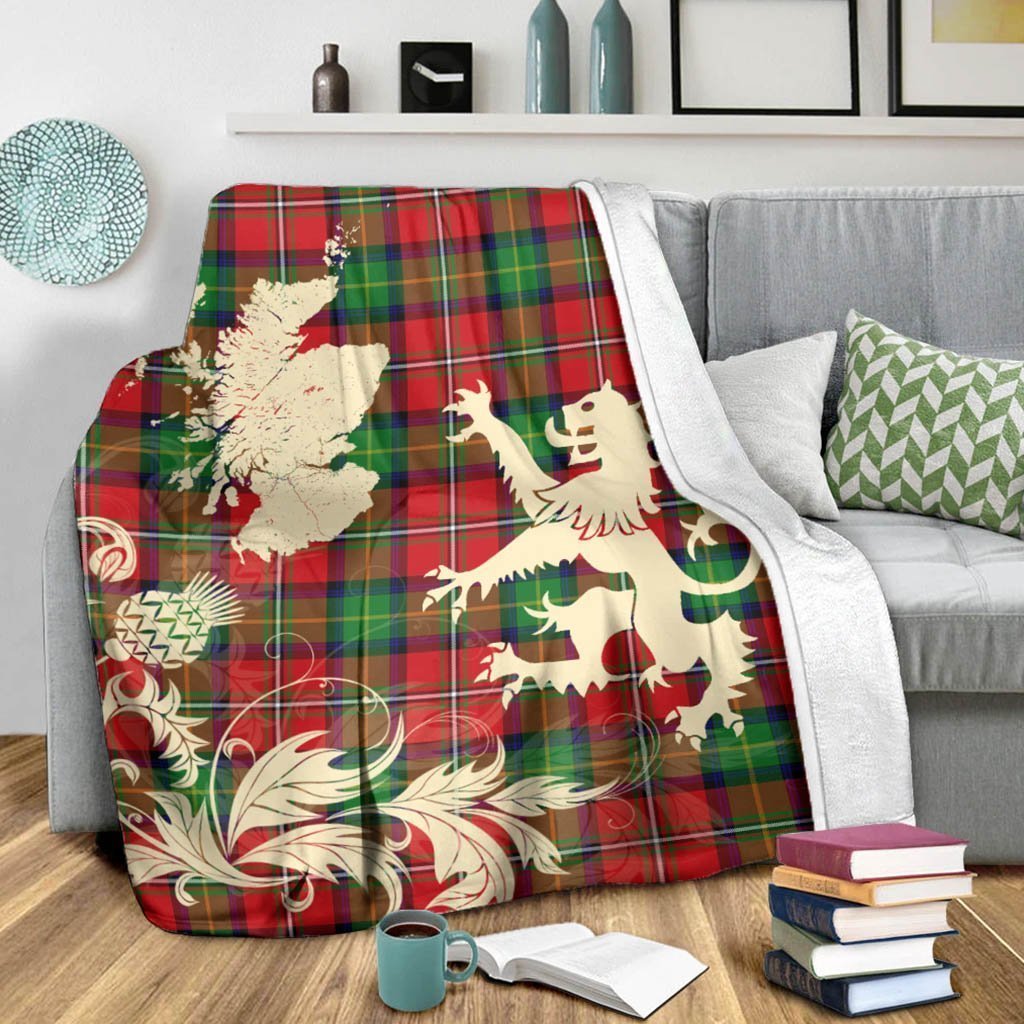 Tartan Blanket Boyd Modern Tartan Scotland Lion Thistle Map Plaid Blanket