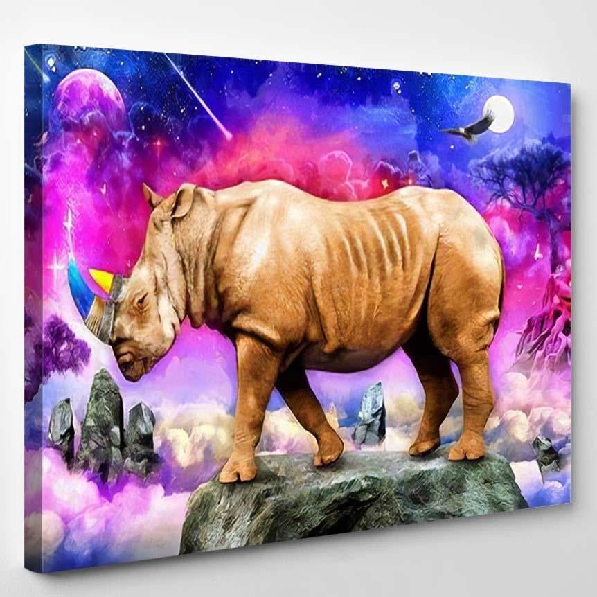 Modern Oil Painting Elephant Fantasy Colorful – Galaxy Sky And Space Canvas Print